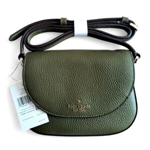 Kate Spade NY Enchanted Green Leila Pebbled Leather Mini Flap Crossbody Bag